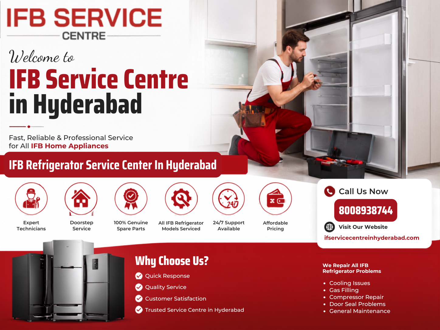 Same-day IFB Refrigerator Service Center in Hyderabad by experienced technicians.